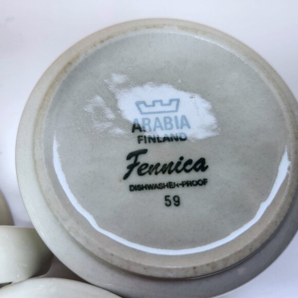 Arabia Fennica Cream and Sugar Set Stoneware Covered Sugar Bowl Mid Century - Picture 9 of 11
